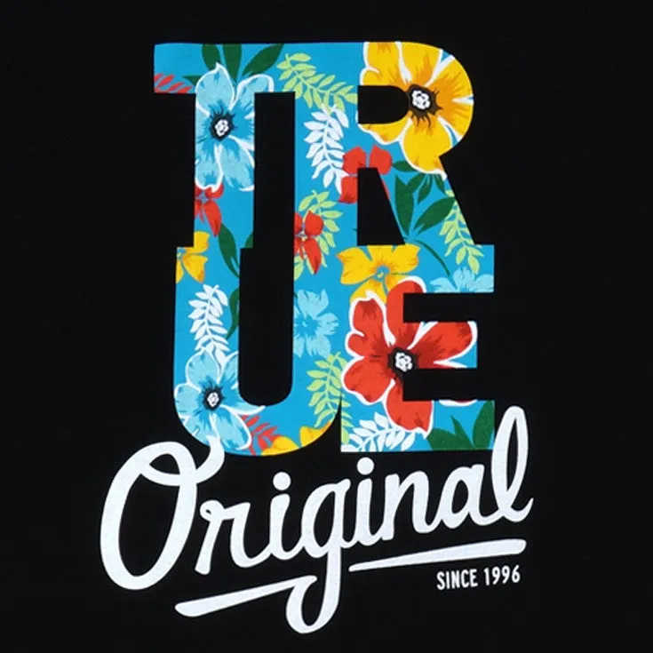 Mens True Floral T-Shirt Black casual shift