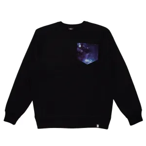Mens True Galaxy Pocket Crewneck Sweatshirt Black Style daily