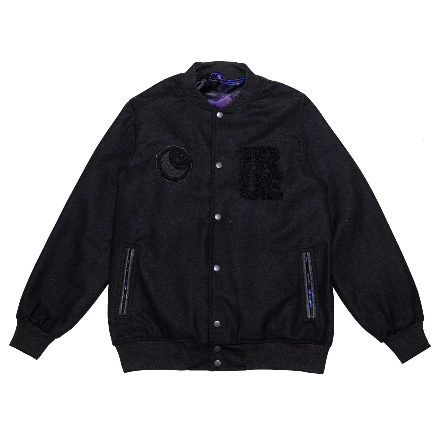 Men's True Galaxy Varsity Jacket Black everywear look