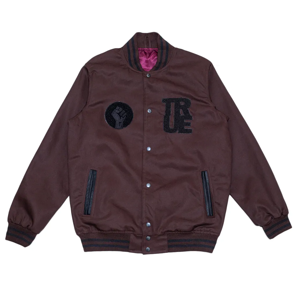 Men's True General Purpose Varsity Jacket Brown cozy soul