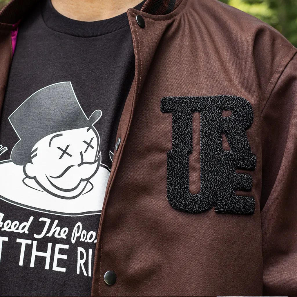 Men's True General Purpose Varsity Jacket Brown subtle vibe