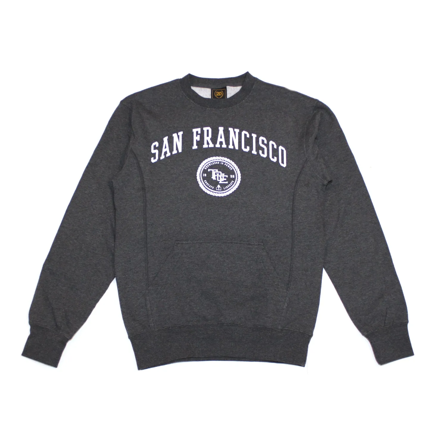 Mens True Knowledge Crewneck Sweatshirt Charcoal Retro charm