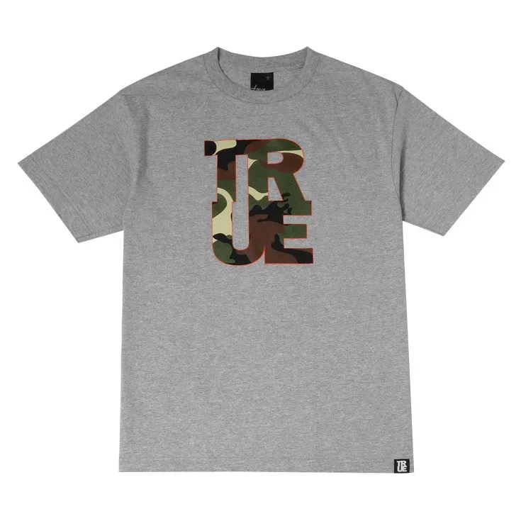 Mens True Logo Camo T-Shirt Heather Grey vacation mode