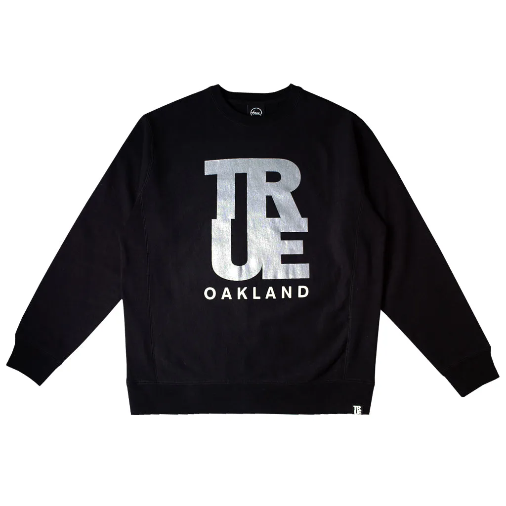 Men's True Logo Oakland Crewneck Sweatshirt Black Cozy wrap
