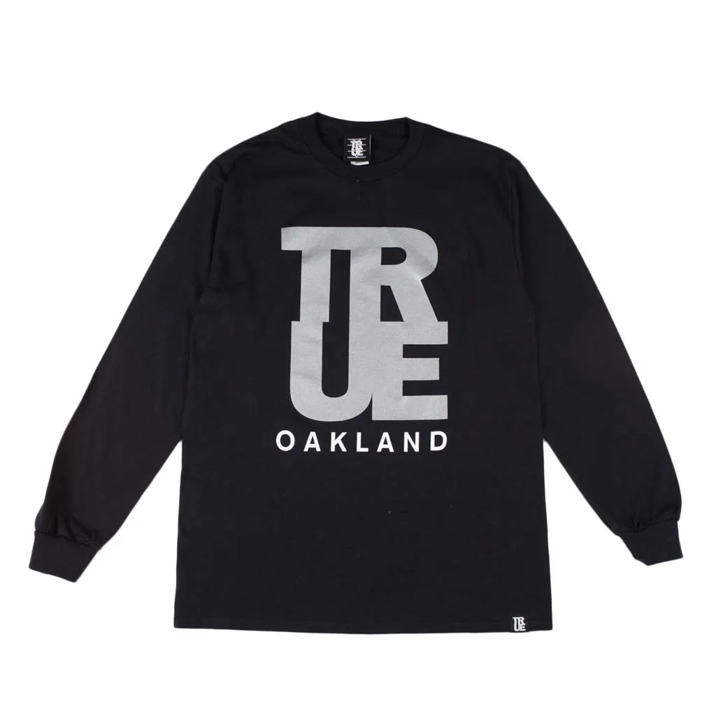 Men's True Logo Oakland Long Sleeve T-Shirt Black soft core