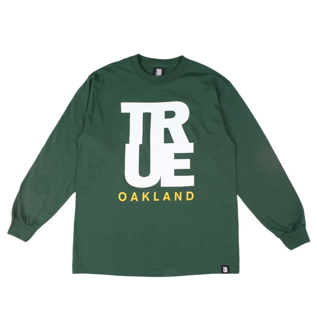 Men's True Logo Oakland Long Sleeve T-Shirt Green modern cut