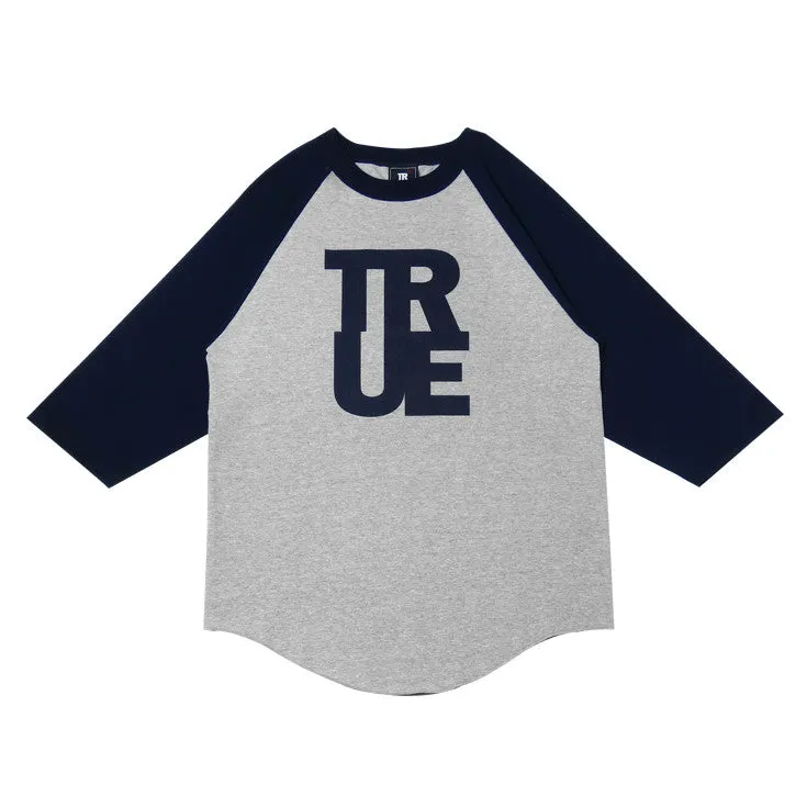 Mens True Logo Raglan T-Shirt Grey/Navy fashion mood