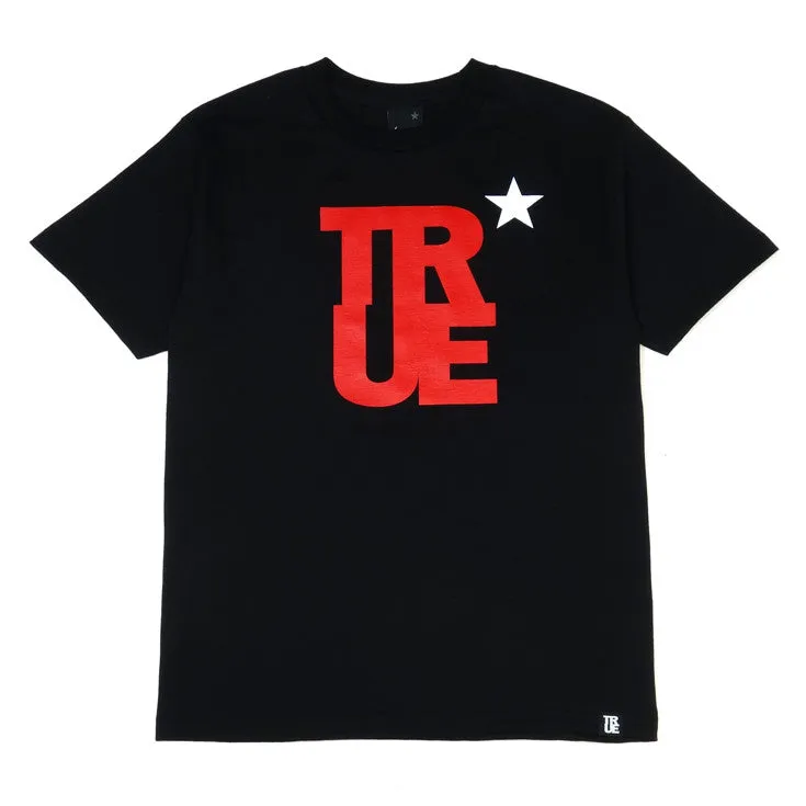 Mens True Logo Star T-Shirt Black/Red cool tone