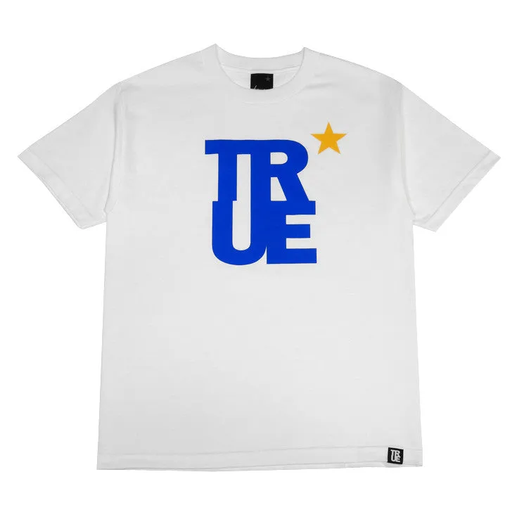 Mens True Logo Star T-Shirt White/Royal slim cut