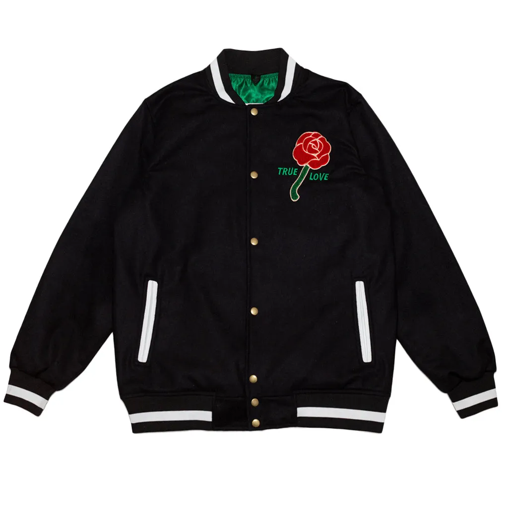 Men's True Loves Varsity Jacket Black flexible look