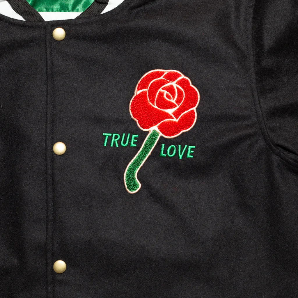 Men's True Loves Varsity Jacket Black polished street