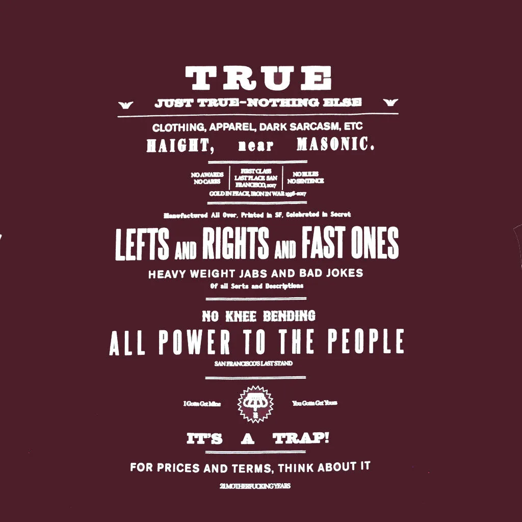 Mens True Old Ad T-Shirt Burgundy smart casual