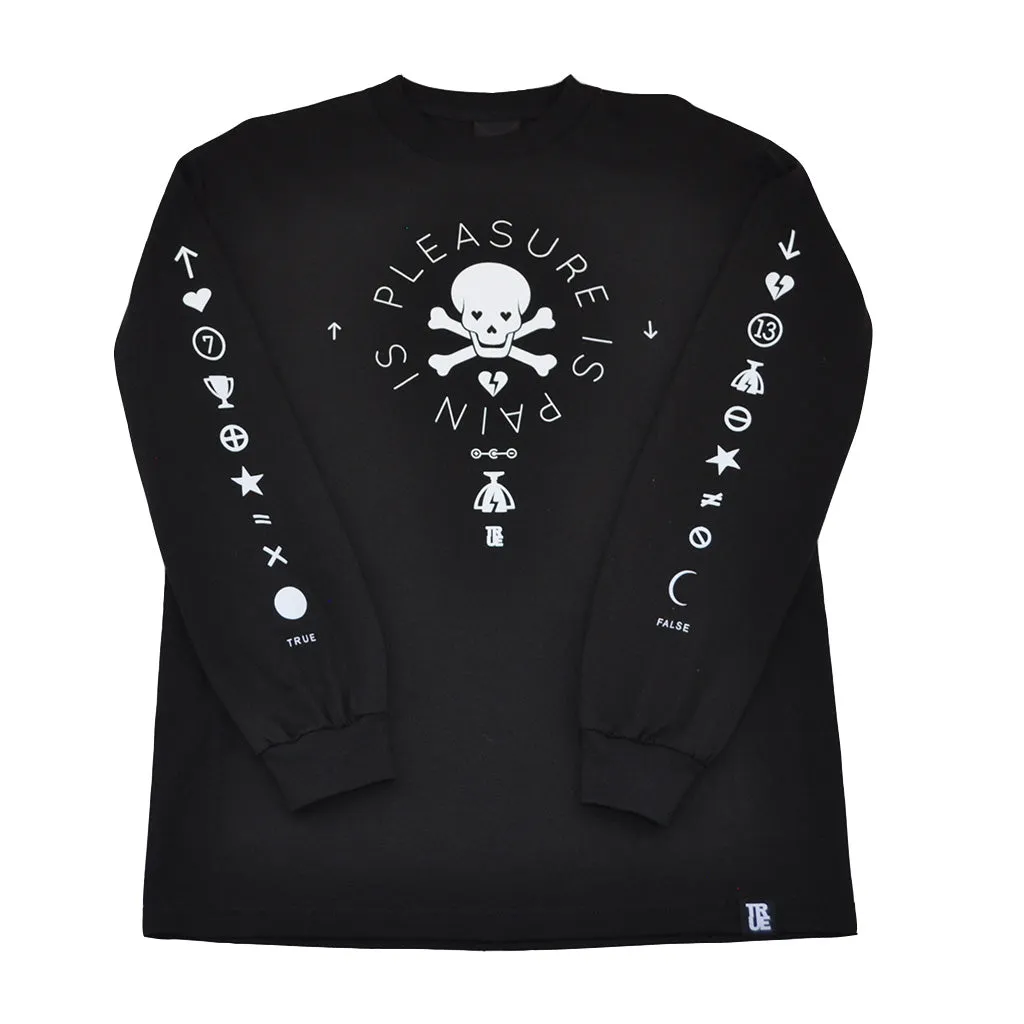 Mens True Pleasure Pain Long Sleeve T-Shirt Black step easy