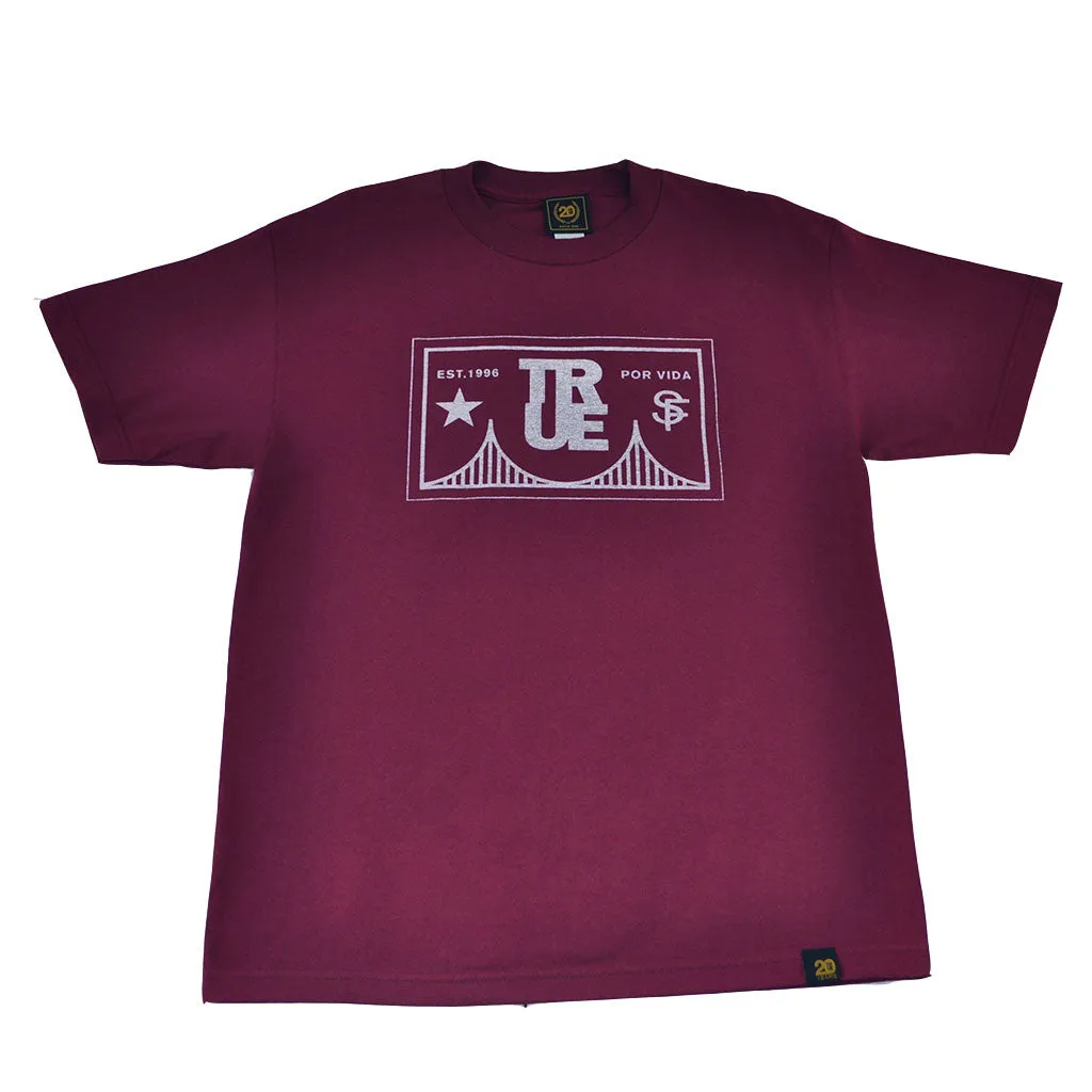 Mens True Por Vida T-Shirt Burgundy comfort boost