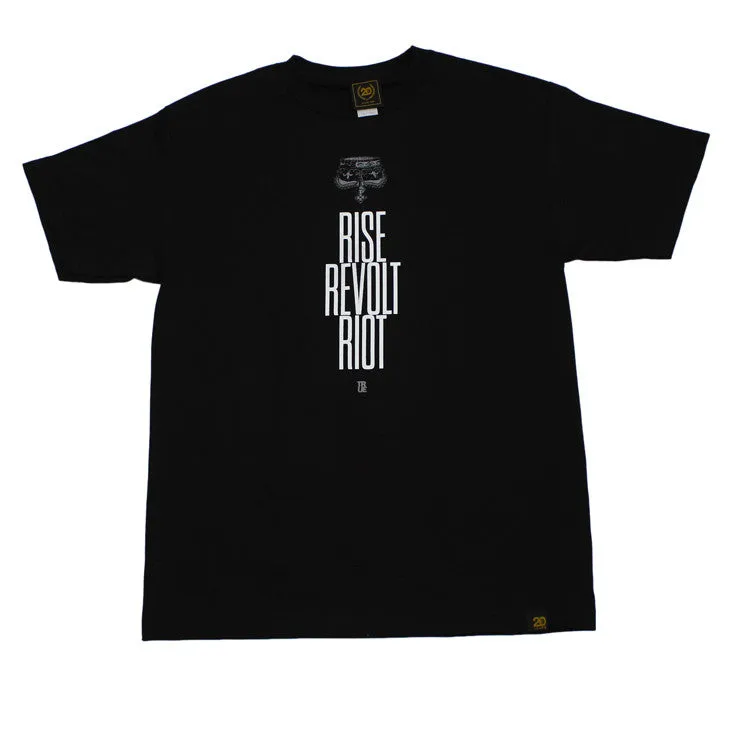 Mens True Rise Revolt Riot T-Shirt Black feel good
