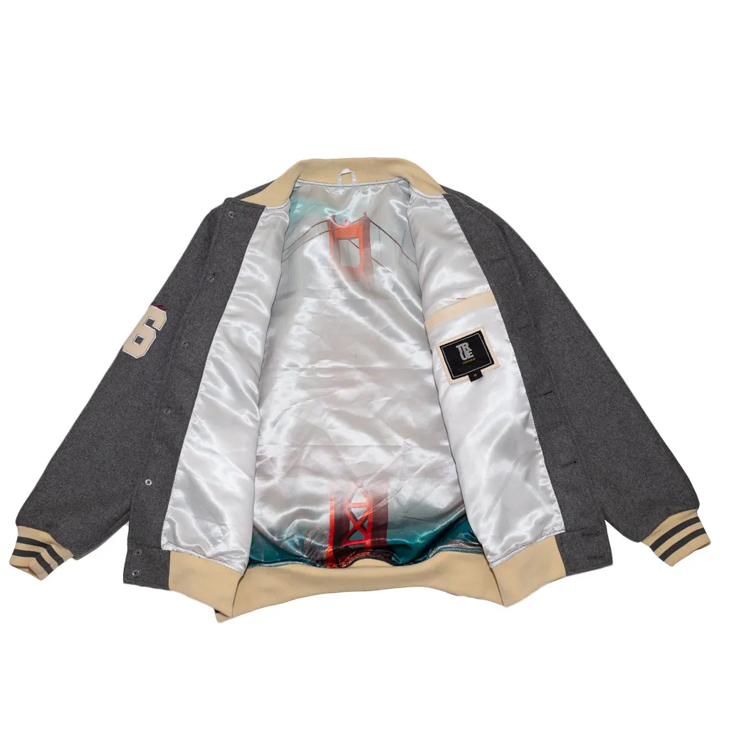 Men's True Since 96 Varsity Jacket Grey quick throw