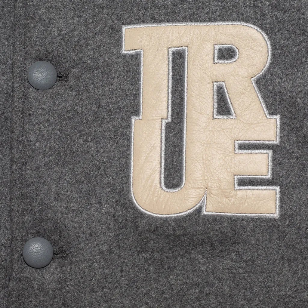 Men's True Since 96 Varsity Jacket Grey crisp shell