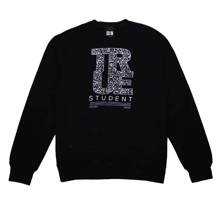 Mens True Student Crewneck Sweatshirt Black Warmth boost