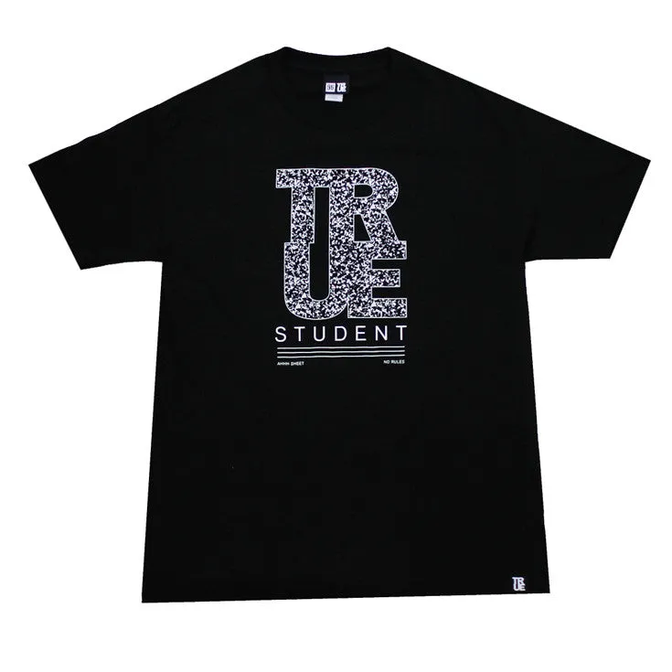 Mens True Student T-Shirt Black versatile piece