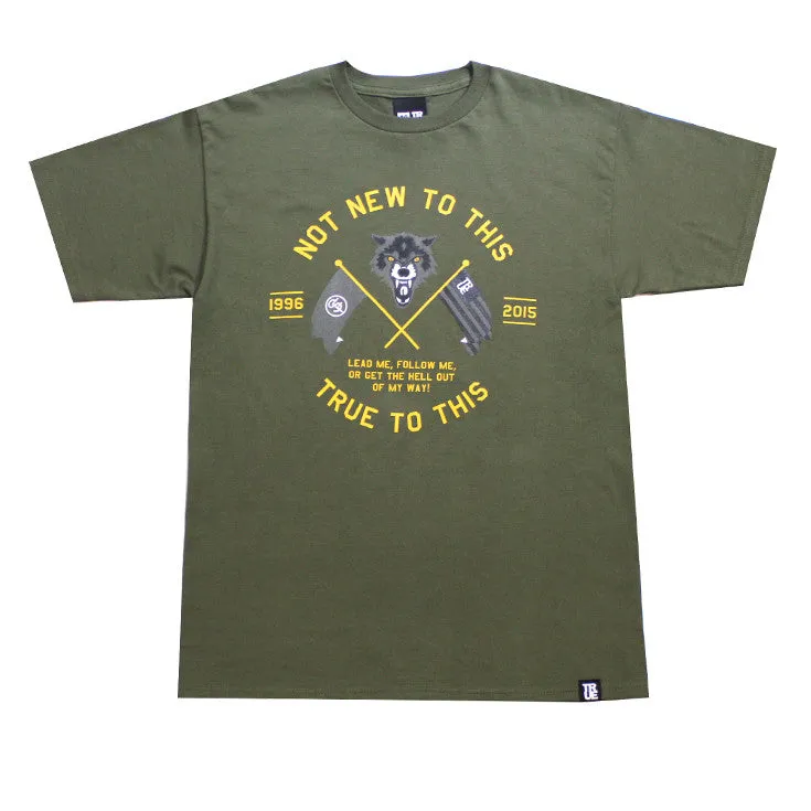 Mens True Wolves T-Shirt Army warm day