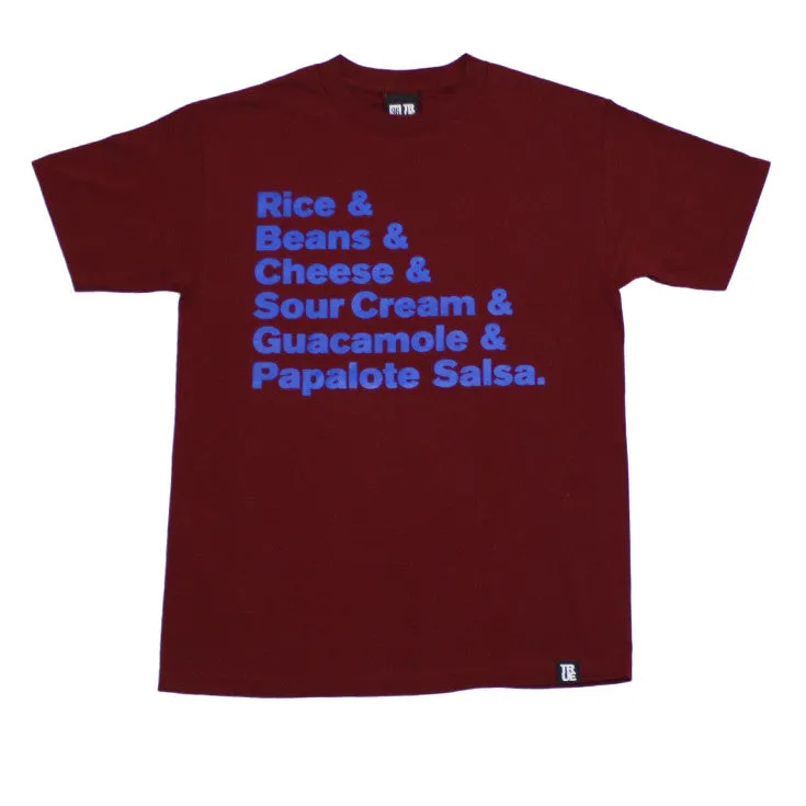 Mens True x Papalote Ingredients T-Shirt Burgundy stay cool