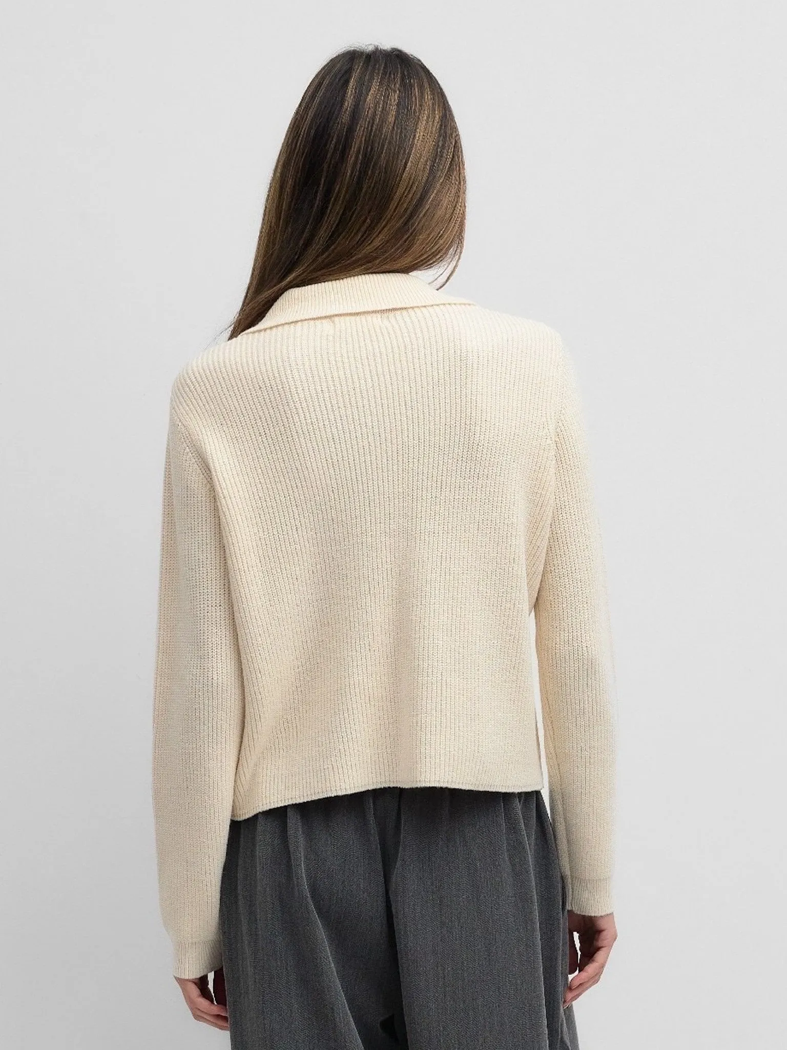 Michelle Button Sweater Ivory Soft Luxe