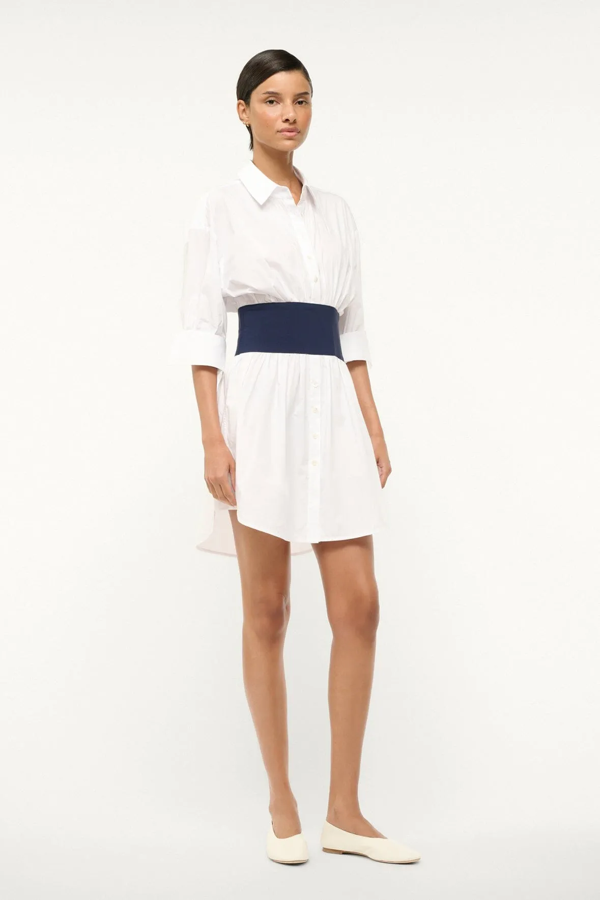 MICHELLE DRESS | WHITE NAVY skin friendly