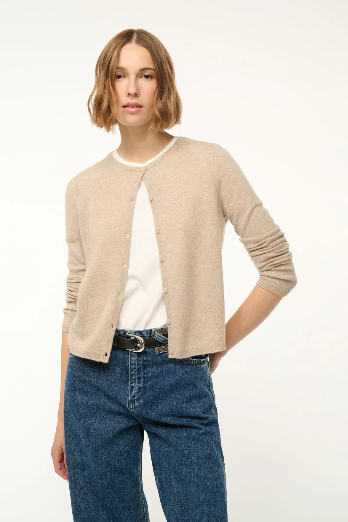 MIDNIGHT CASHMERE CARDIGAN | STONE Style Layer