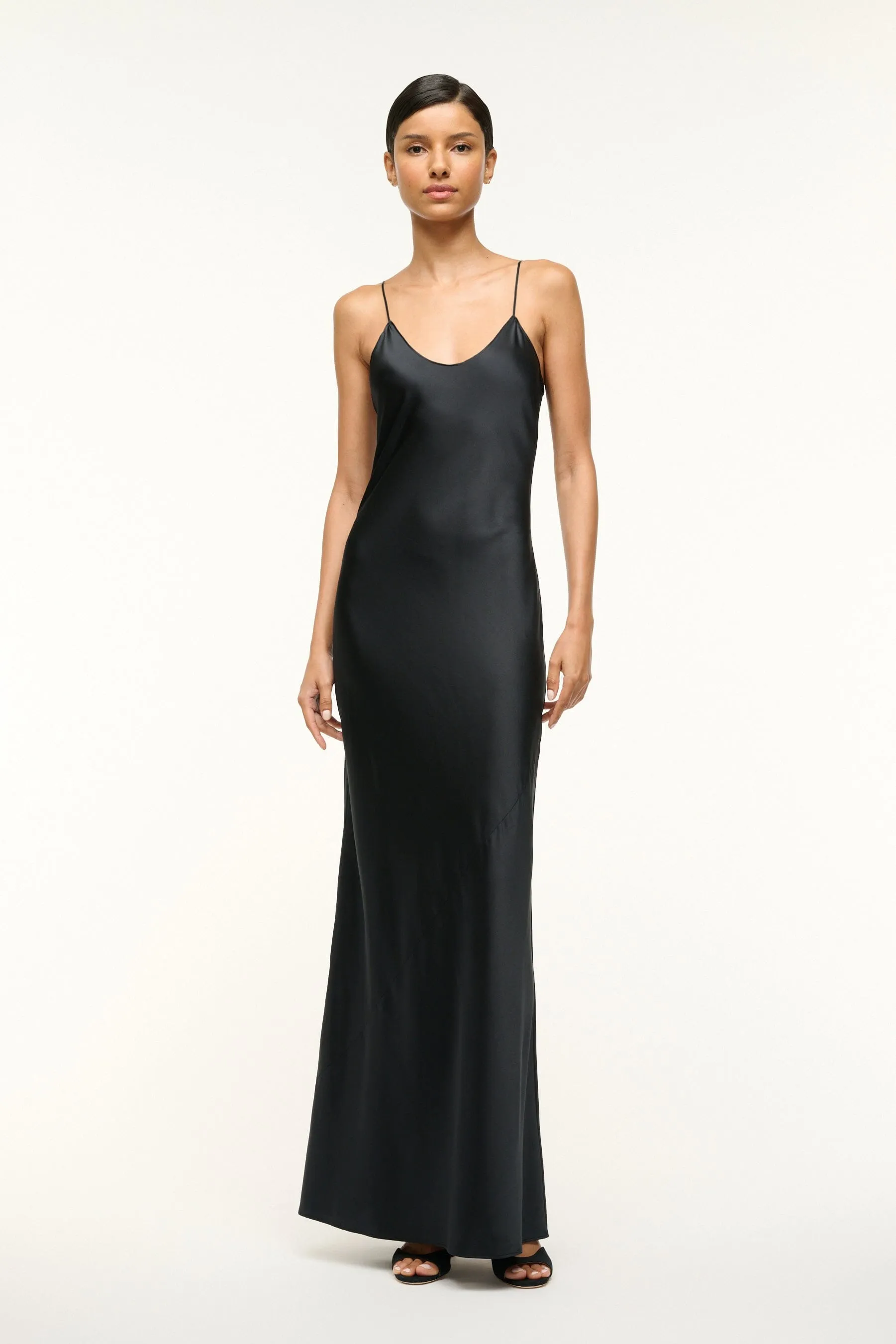 MILNER SILK SLIP DRESS | BLACK mood tone
