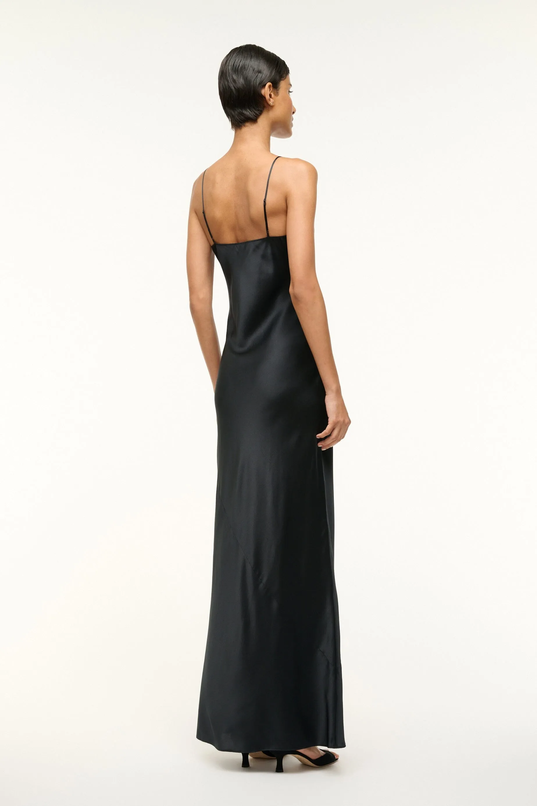 MILNER SILK SLIP DRESS | BLACK polished edge