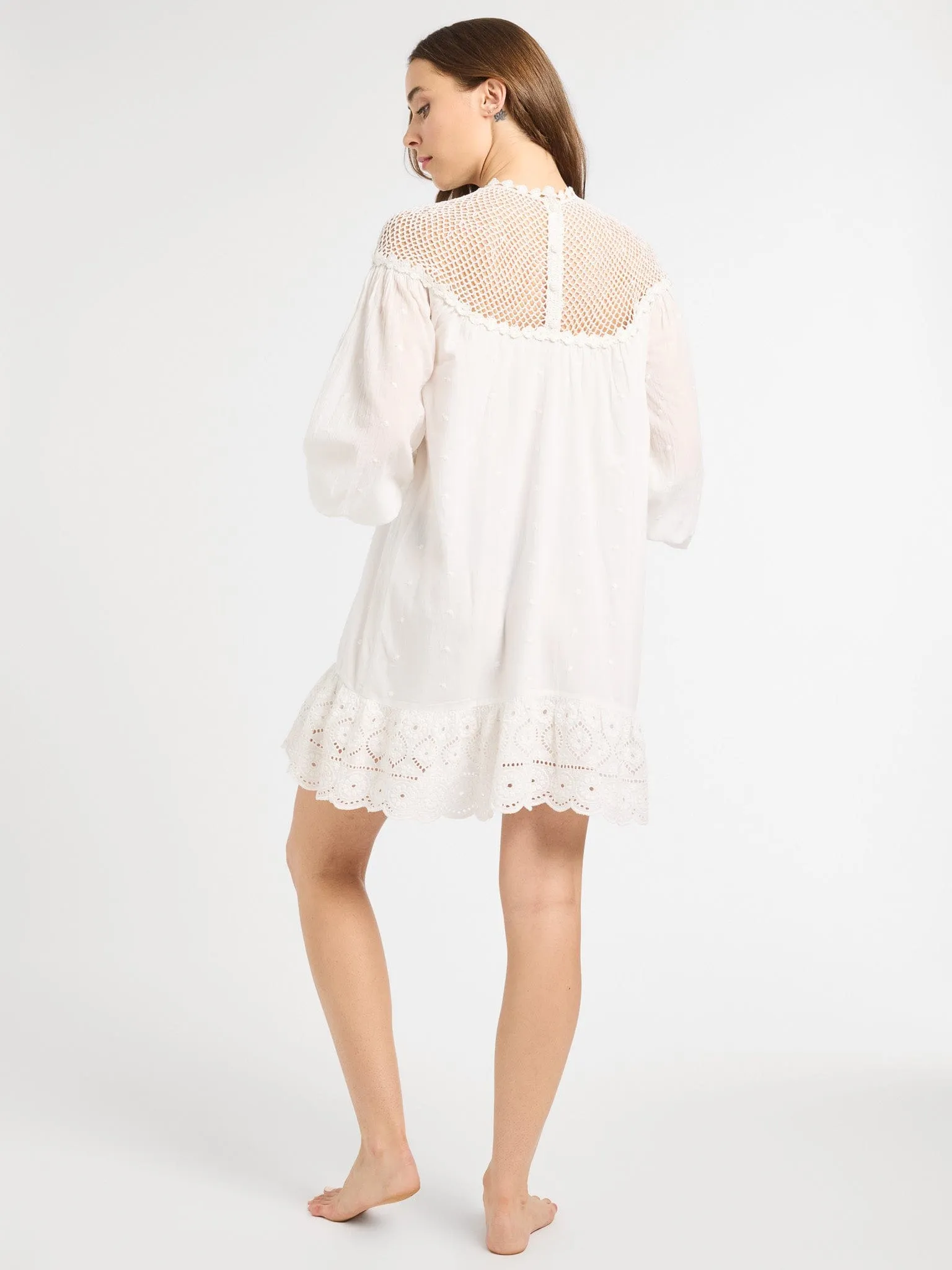 Mirella Crochet Dress in White sunset walk