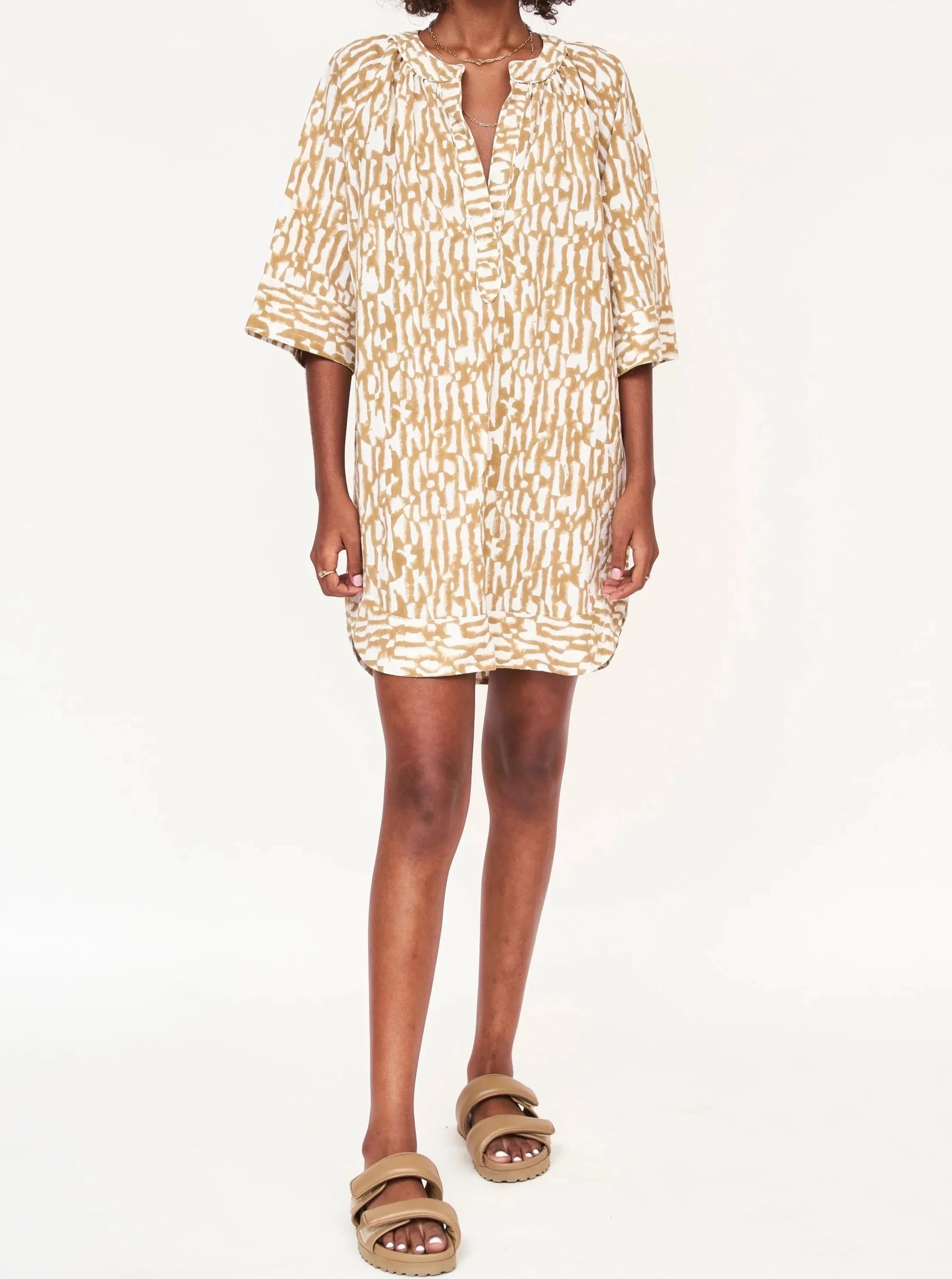 Mirth Palm Springs Short Dress in Driftwood gentle charm