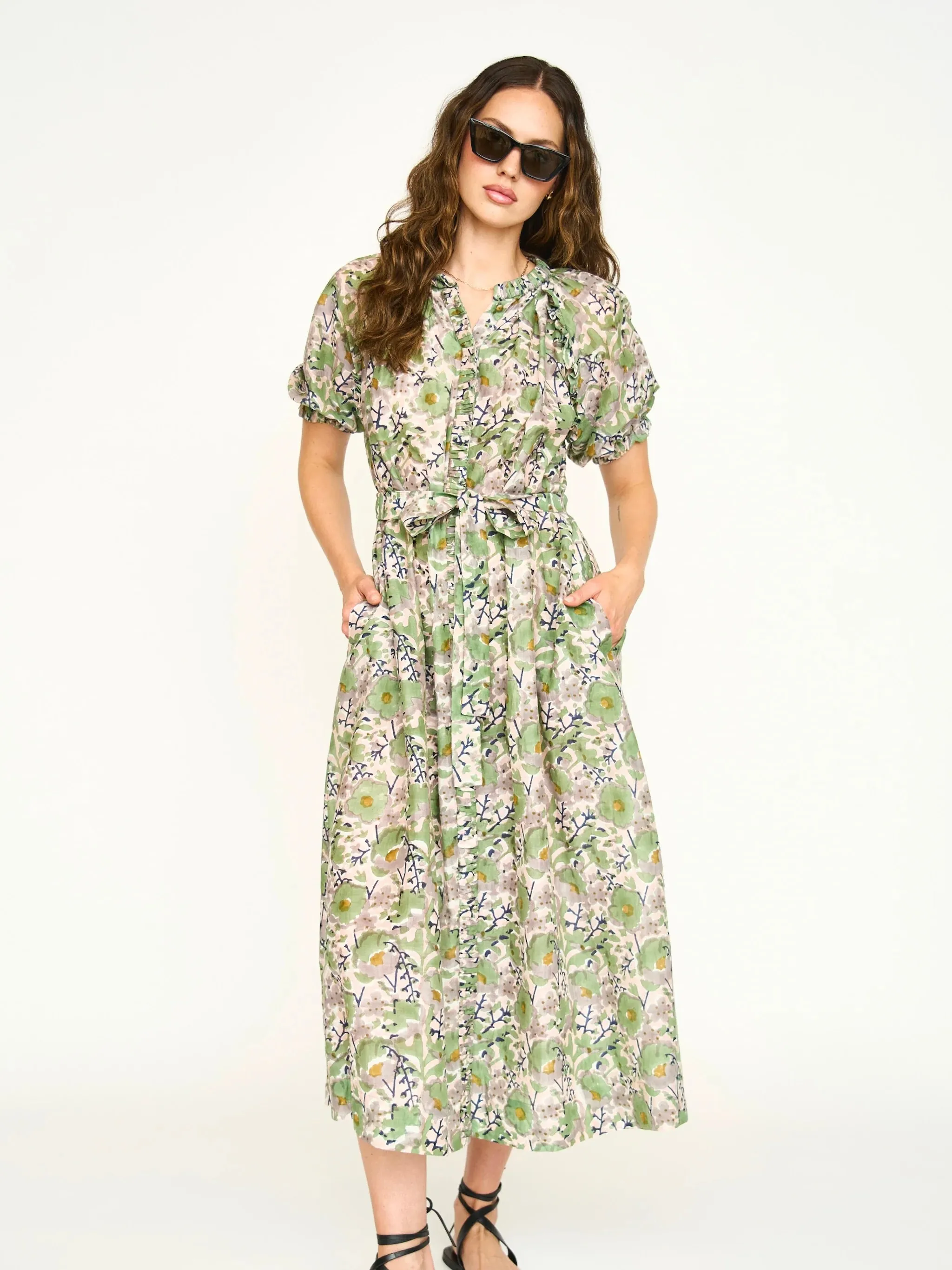 Mirth Somerset Dress in Lavender Bloom retro vibe