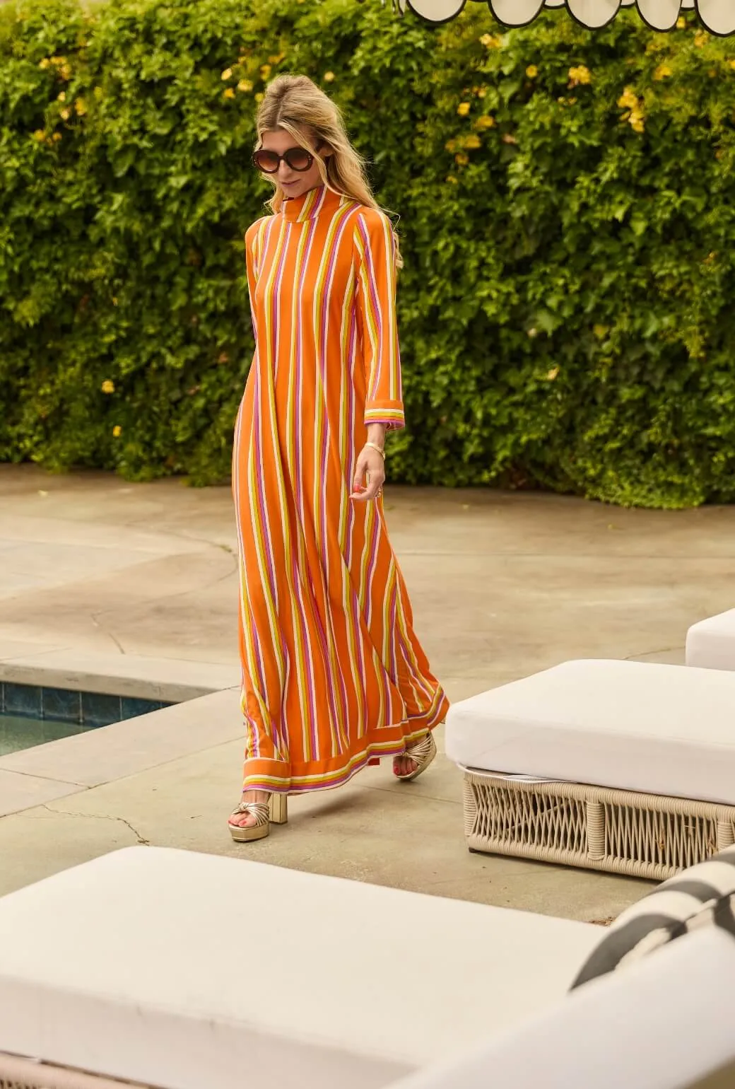 Mod Kaftan - Orange Stripe tropical feel