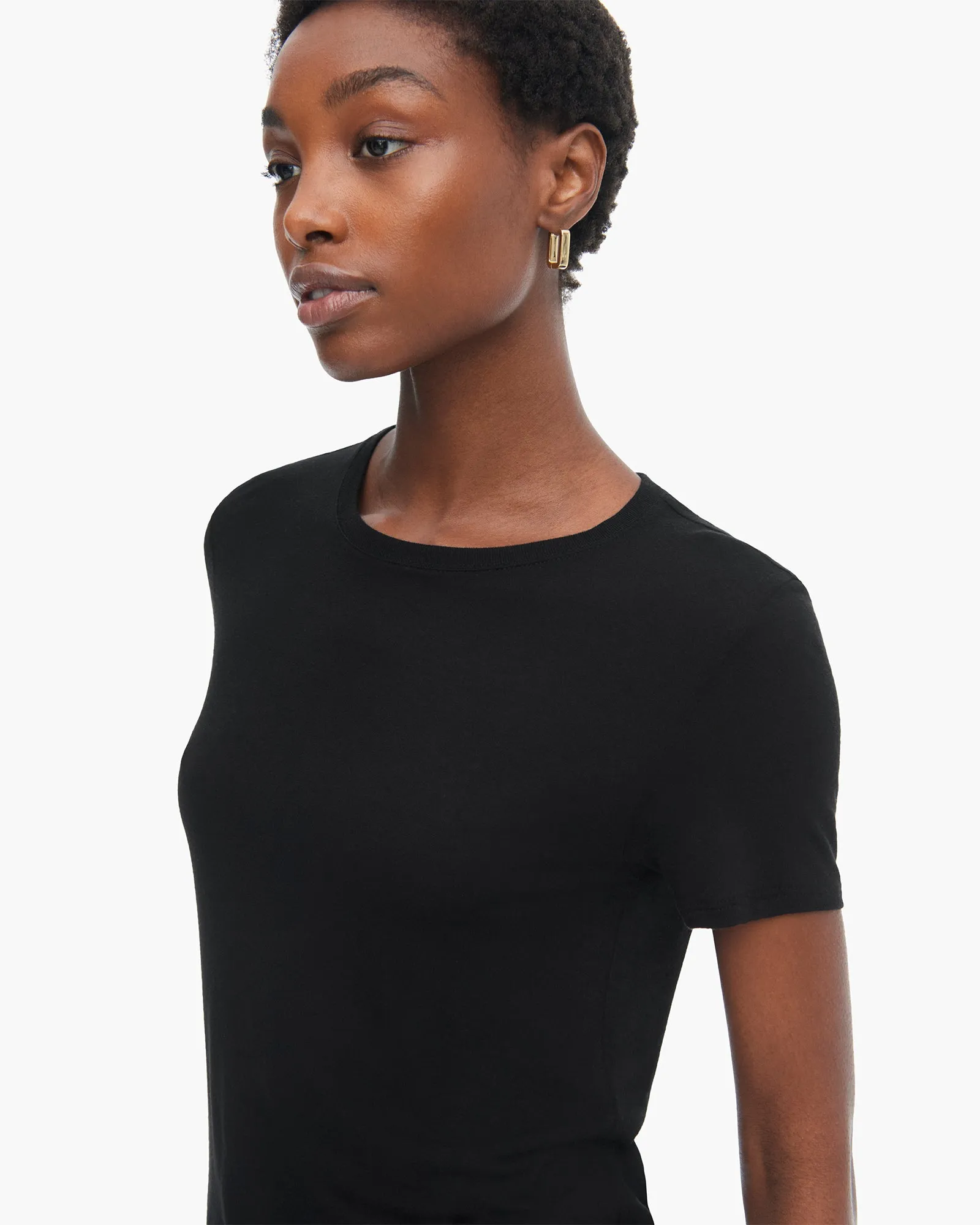 Modal Jersey Short Sleeve Crew Neck Tee - Black family fit