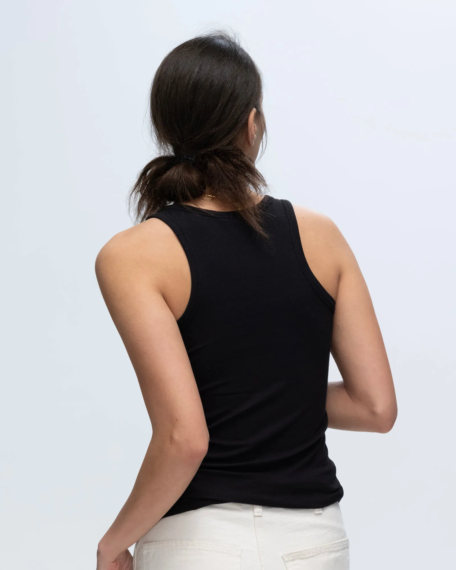 Modal Rib Boy Tank - Black city flow
