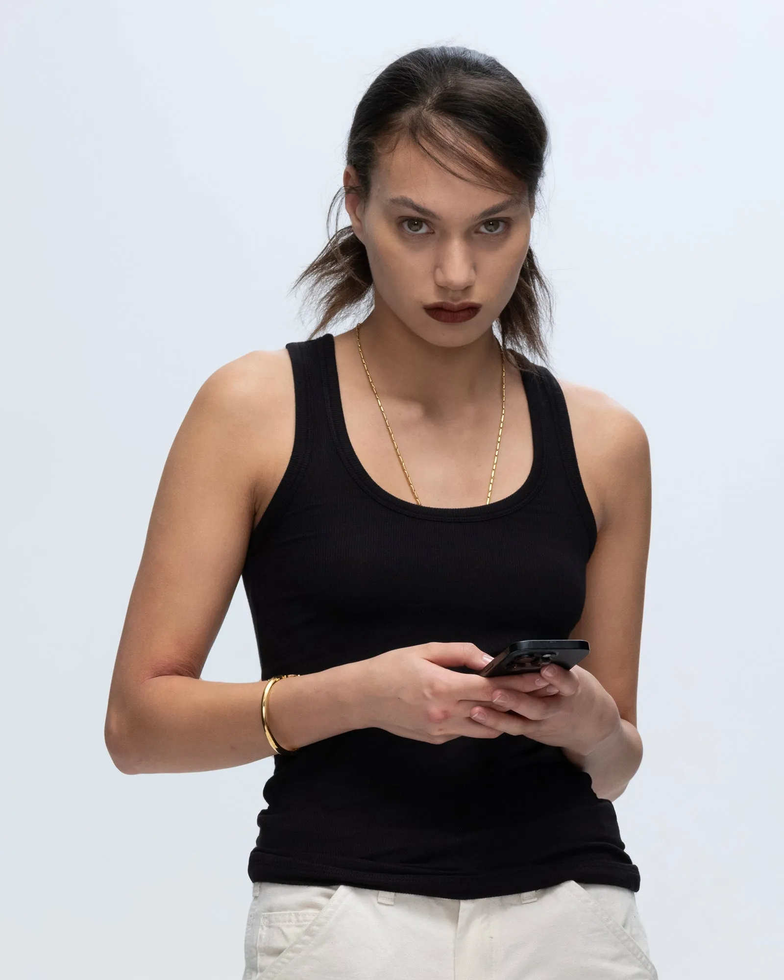 Modal Rib Boy Tank - Black move ease