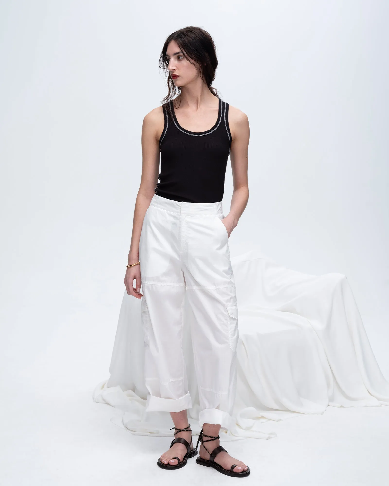 Modal Rib Boy Tank - Black-White layer tone