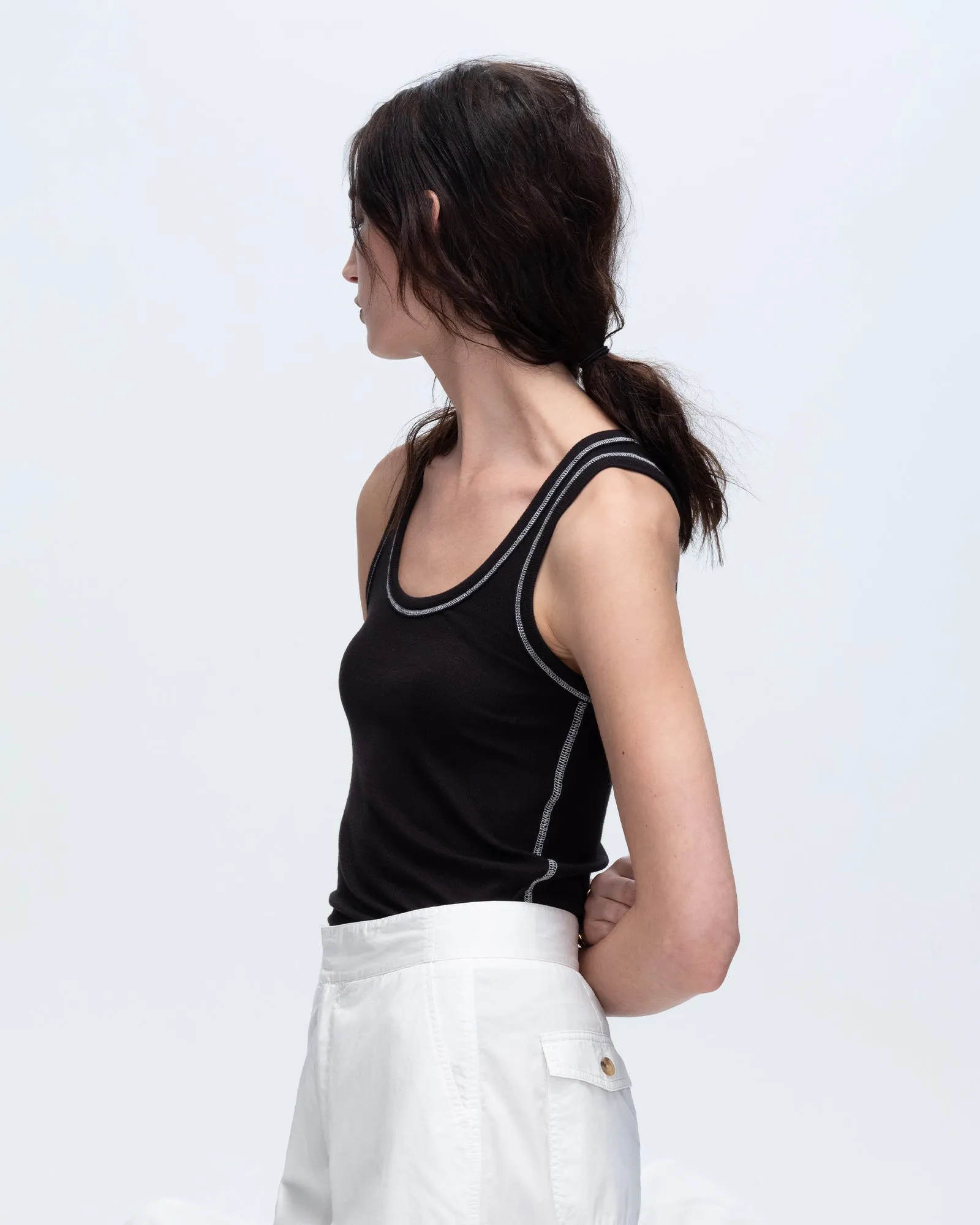 Modal Rib Boy Tank - Black-White heat vibe
