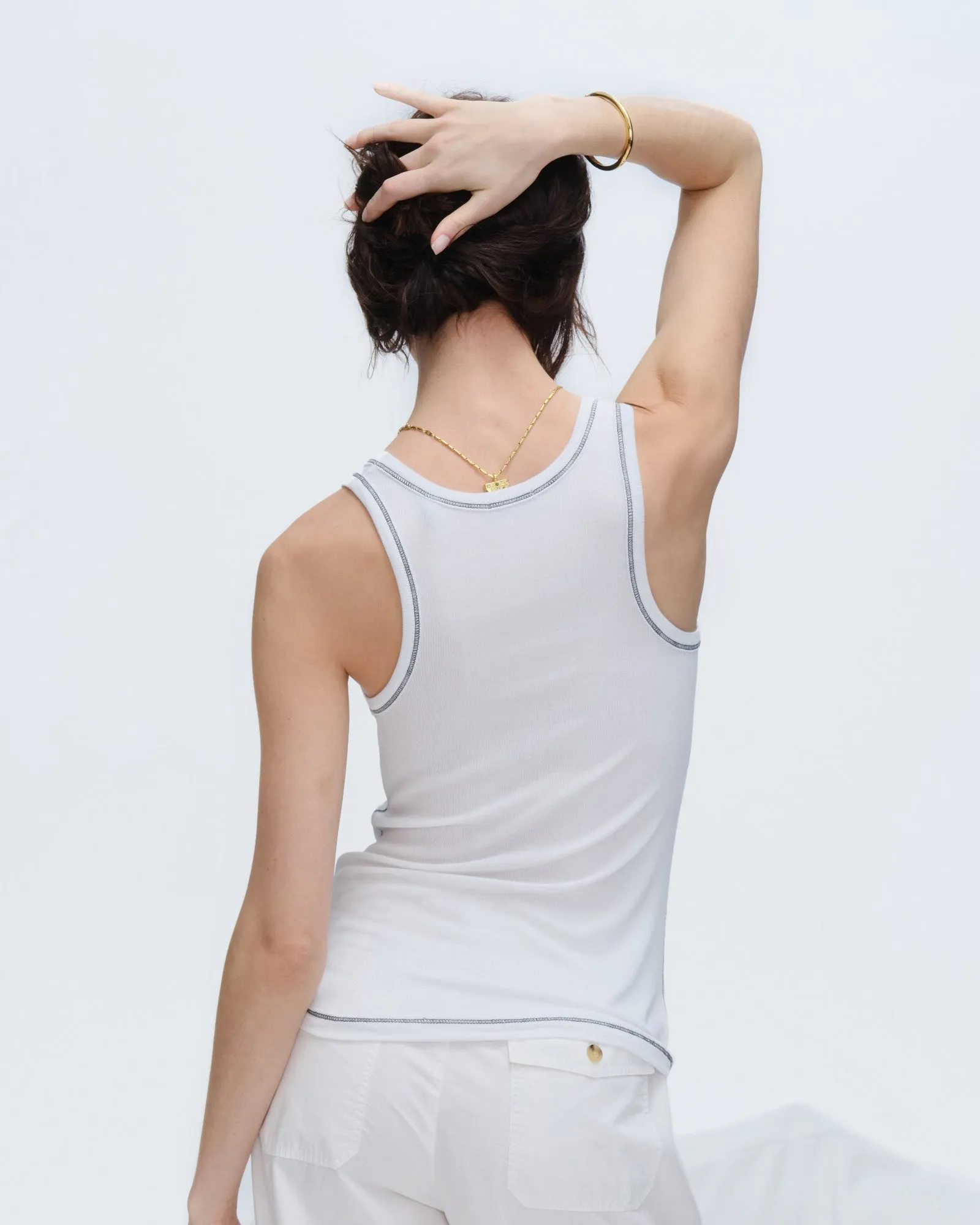 Modal Rib Boy Tank - White-Black trend tone