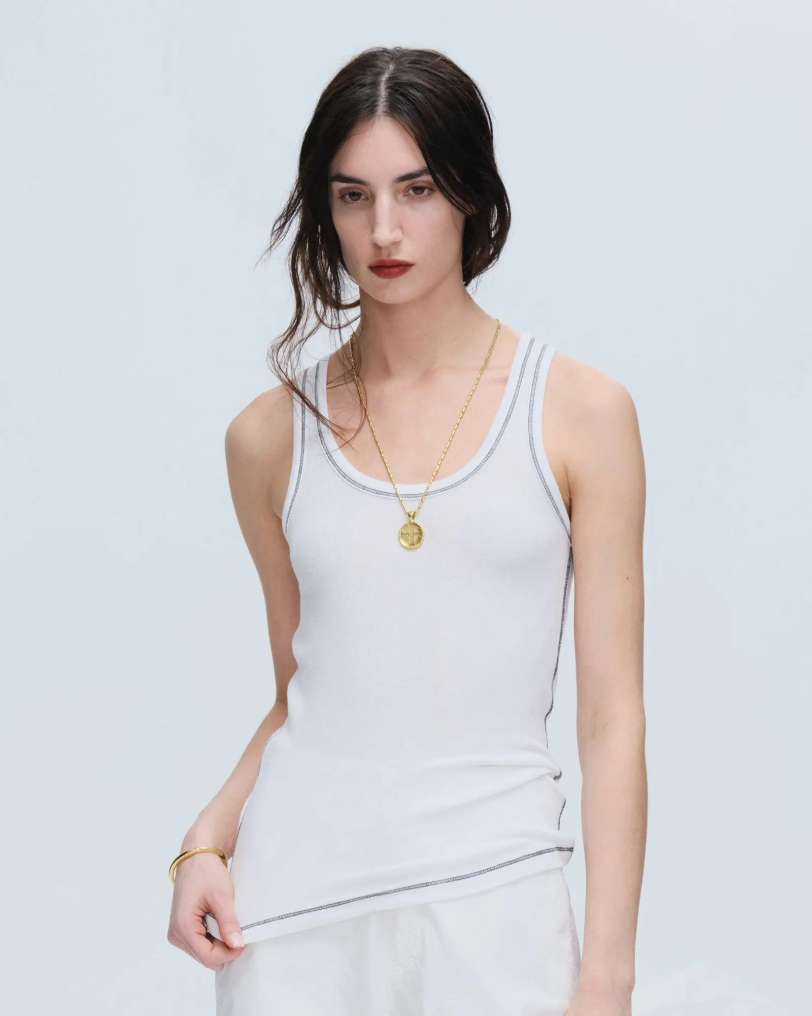 Modal Rib Boy Tank - White-Black cool mode