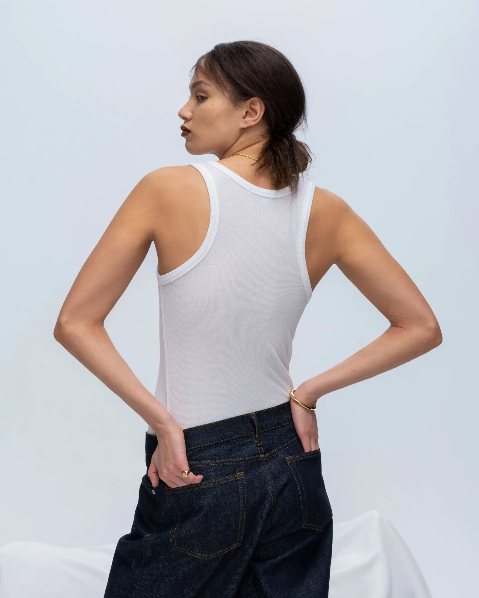 Modal Rib Boy Tank - White outdoor ease