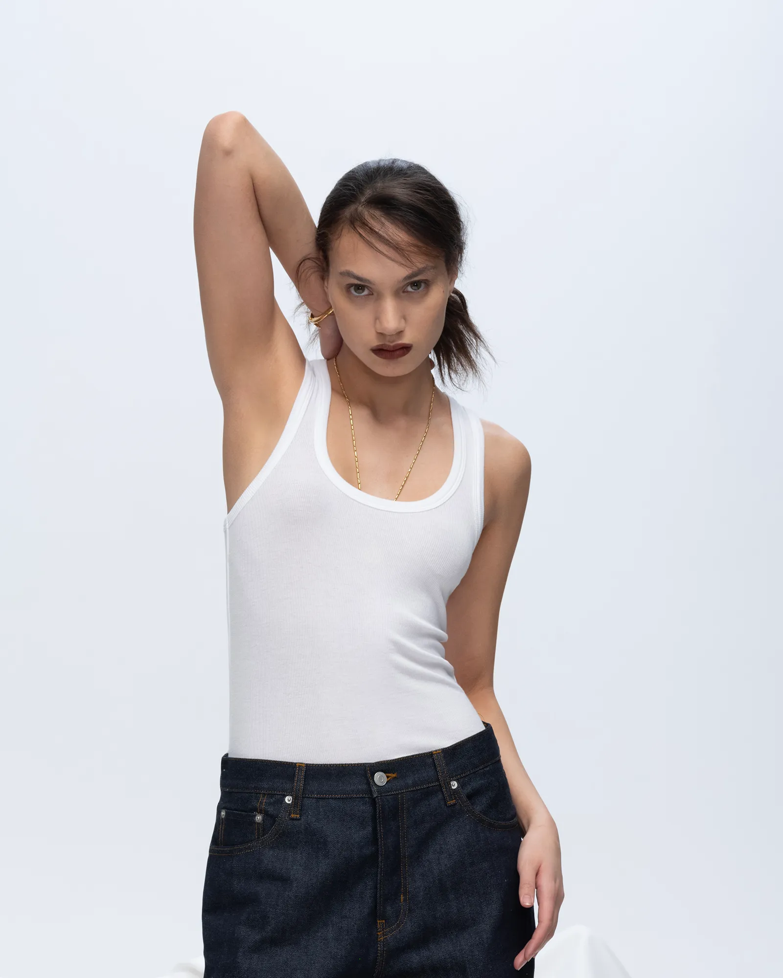 Modal Rib Boy Tank - White feel soft