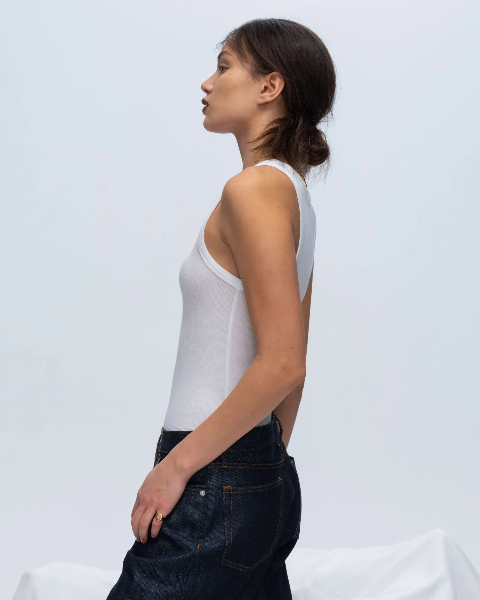 Modal Rib Boy Tank - White chill tone