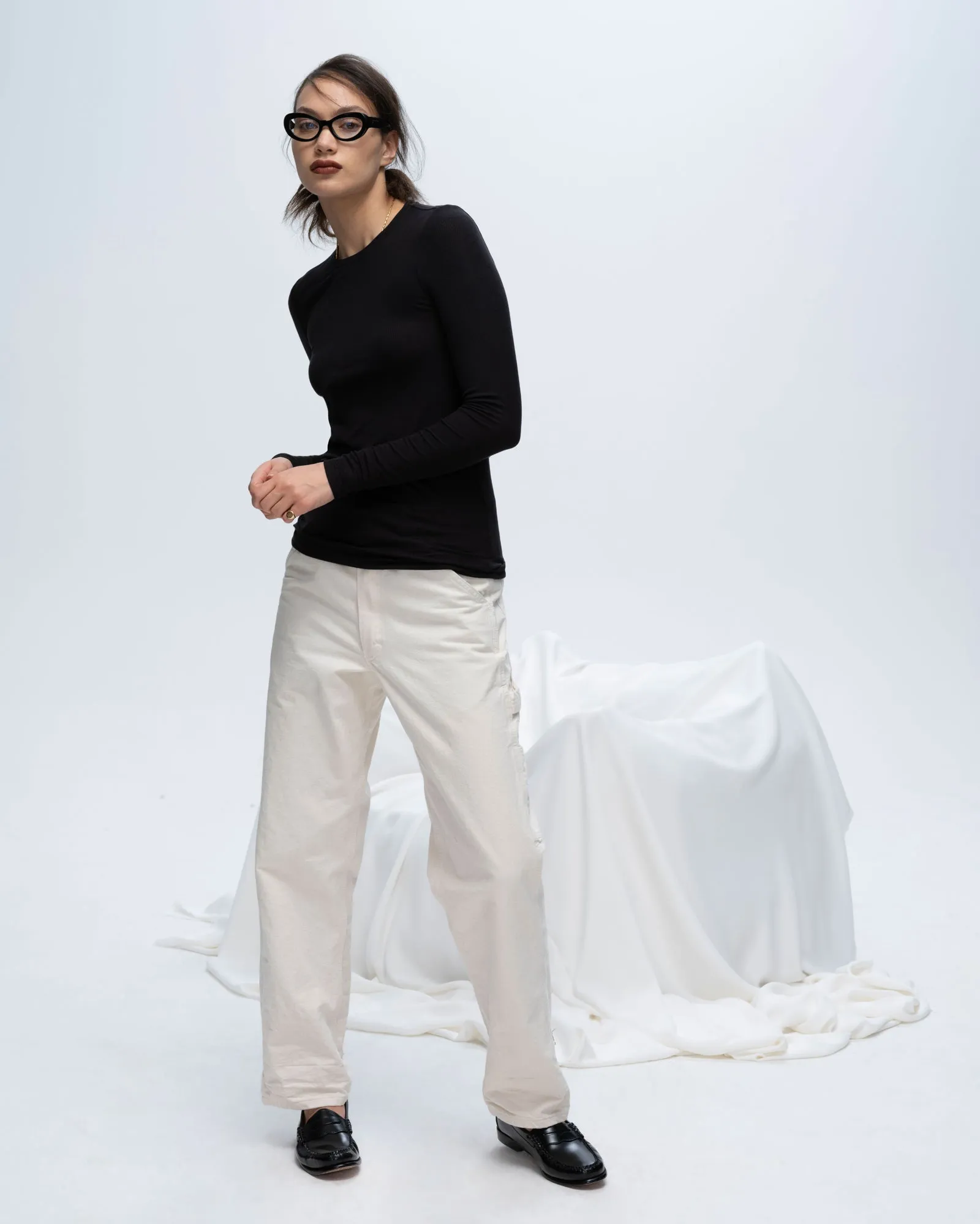 Modal Rib Long Sleeve Crew - Black real you