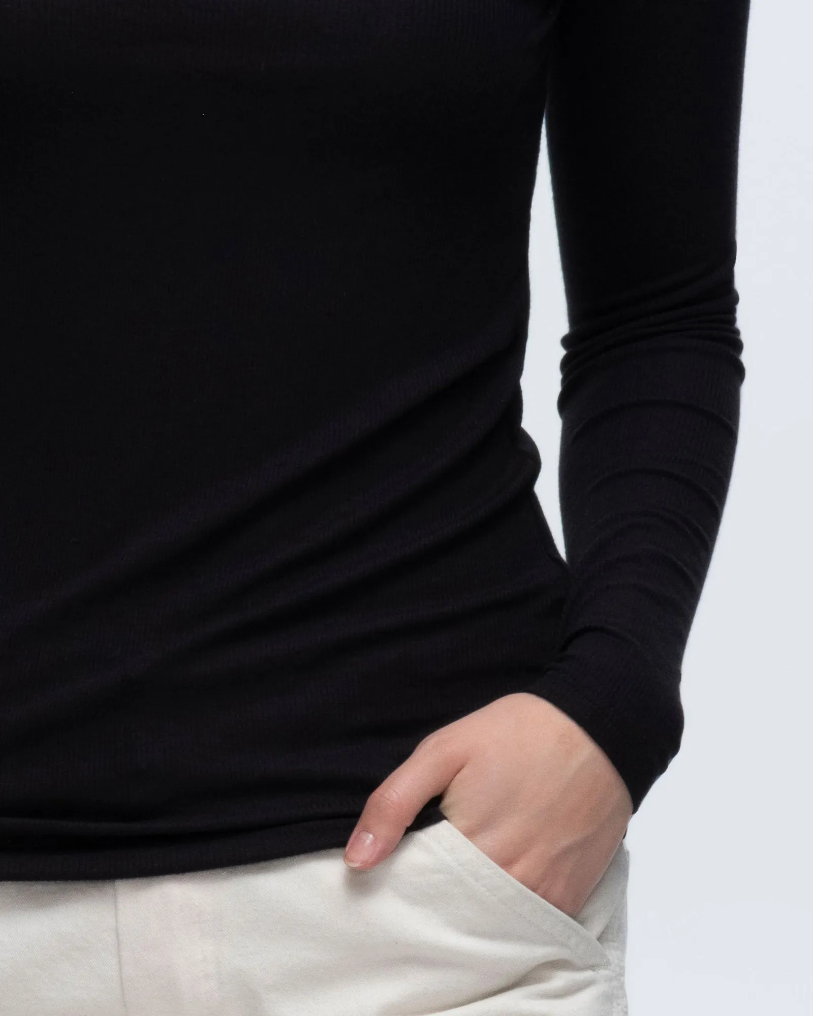 Modal Rib Long Sleeve Crew - Black street dream