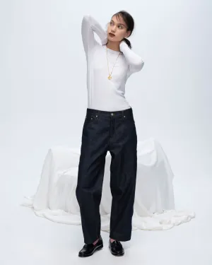 Modal Rib Long Sleeve Crew - White city breeze