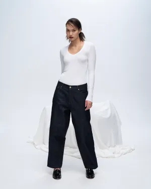 Modal Rib Long Sleeve V-Neck Tee - White cozy chic