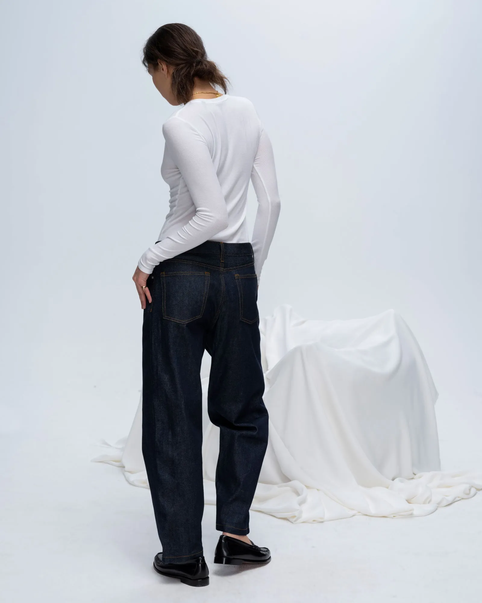 Modal Rib Long Sleeve V-Neck Tee - White feel right