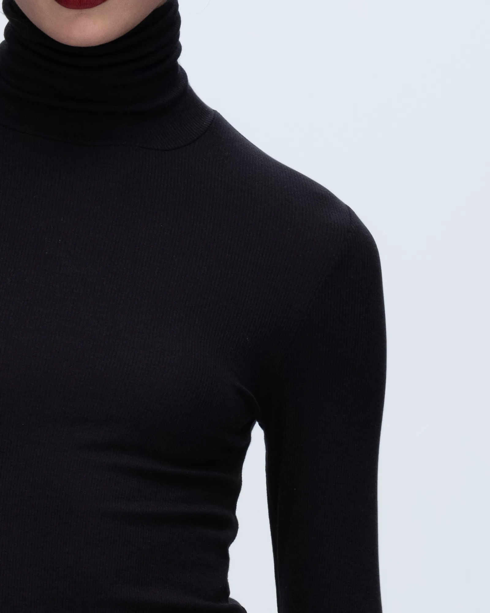 Modal Rib Turtleneck - Black minimal mood